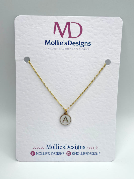 Gold Circle Initial Necklace